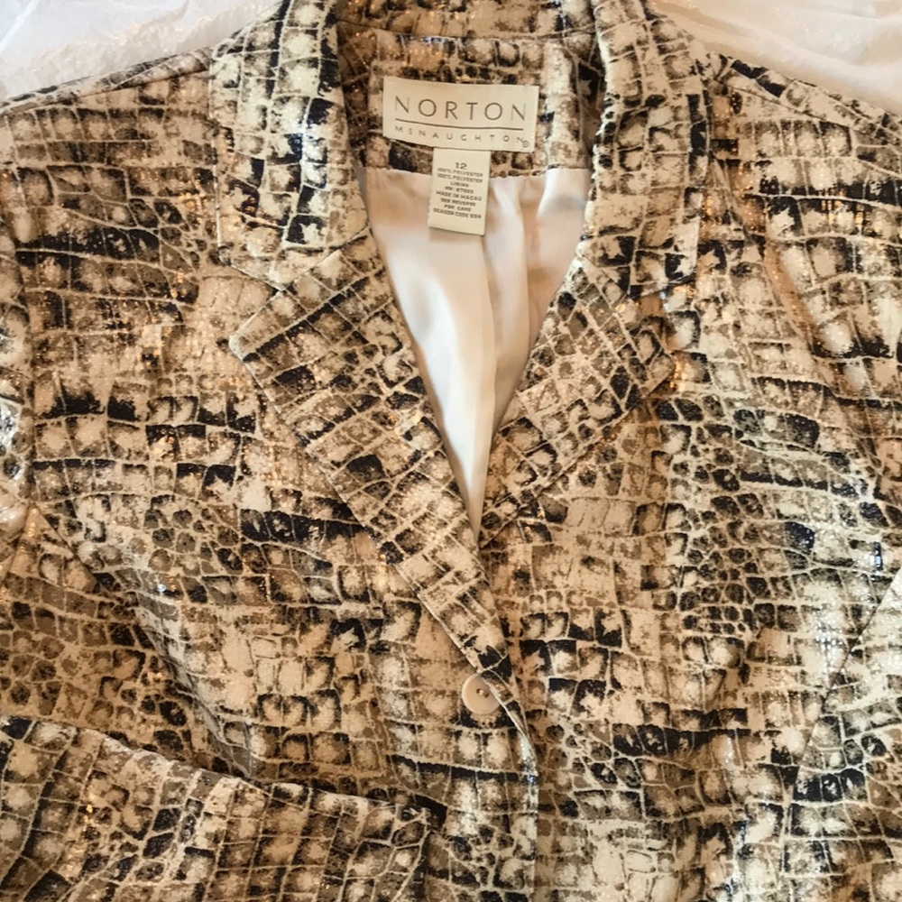 Snakeskin Print Button Down Blazer Set - image 4